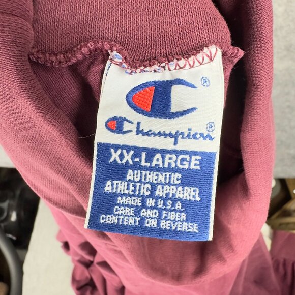 Vintage Champion Sweatshirt Men XXL Maroon Y2K Turtleneck Cotton Blend Pullover - Picture 6 of 10